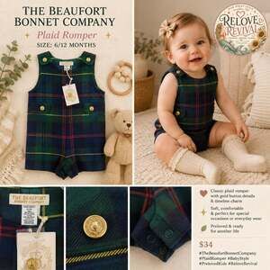 The Beaufort Bonnet Company Plaid Tartan Jon Jon Romper